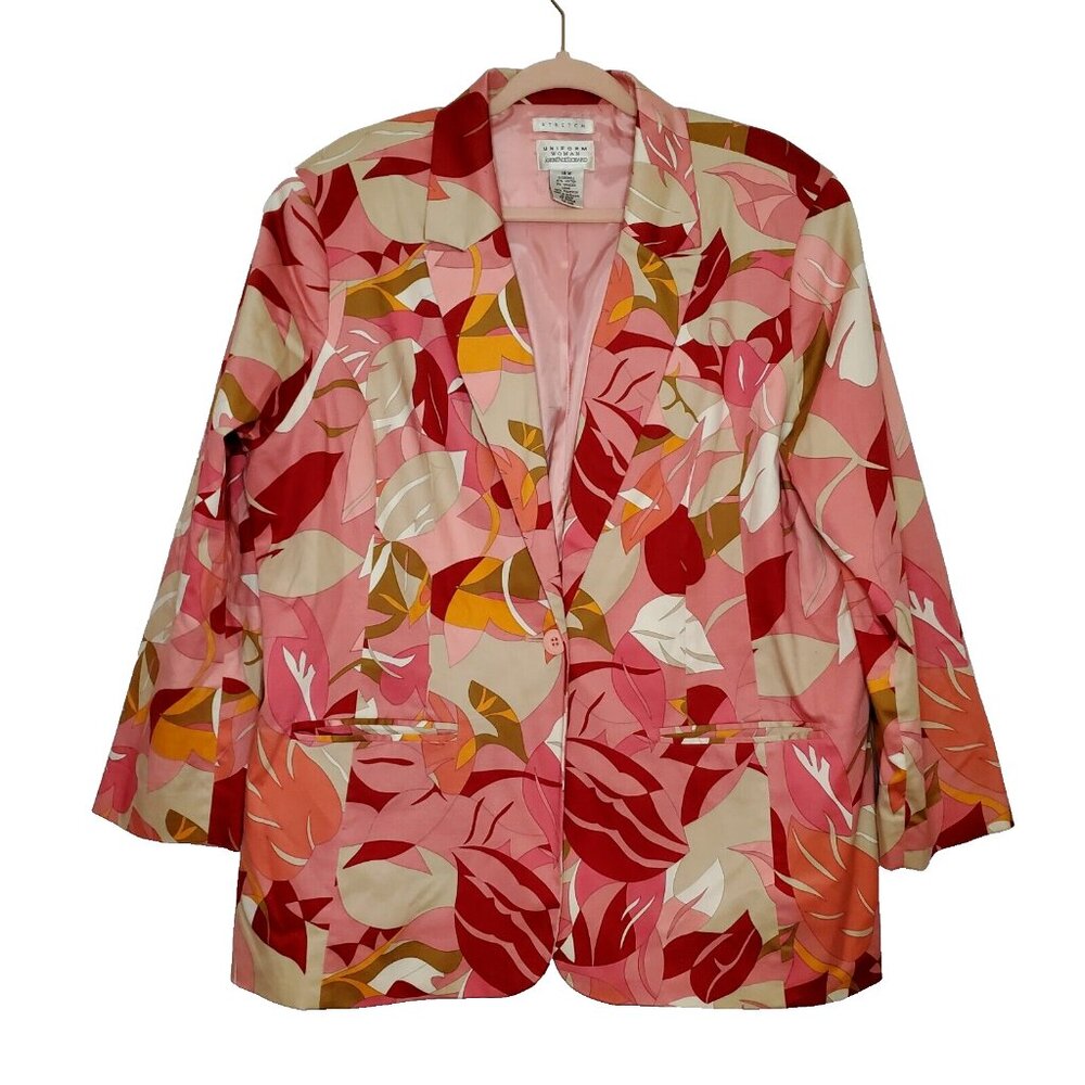 Uniform Women John Paul Richard Lined Pink Floral Jacket Women's 18W